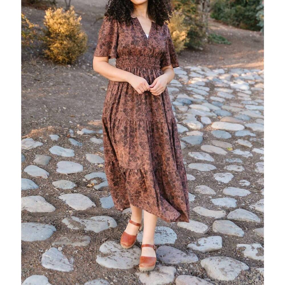 NEW TEA N ROSE livi maxi dress in brown